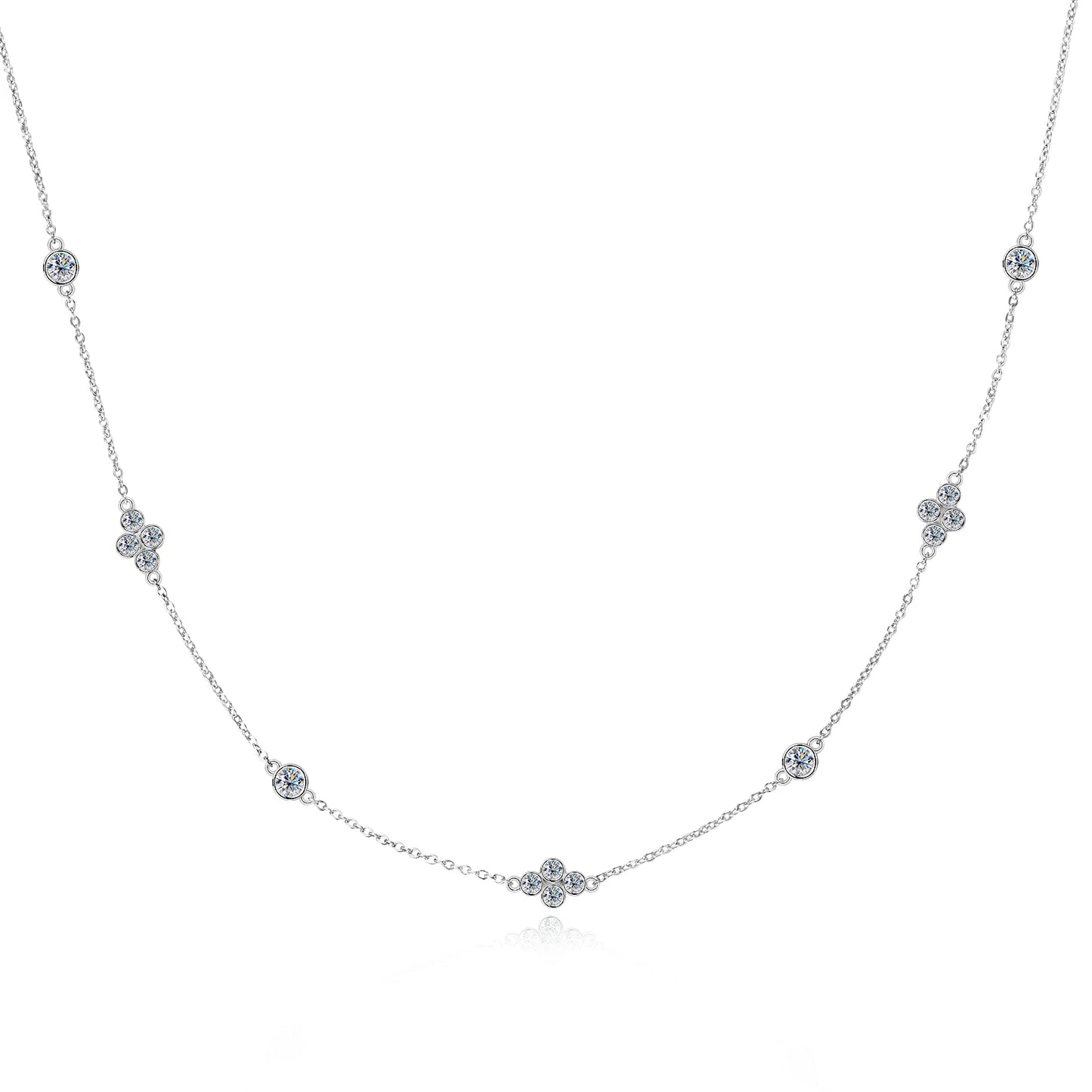 Clover – Kleeblatt-Moissanit-Halskette aus 925er Silber