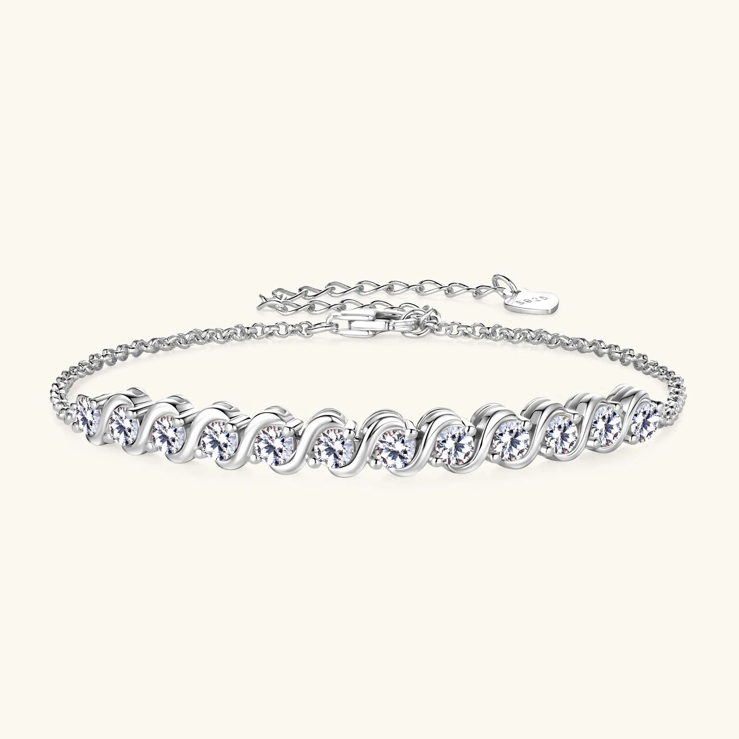 Aurora - Moissanit Armband 3MM 925er Silber Verstellbar