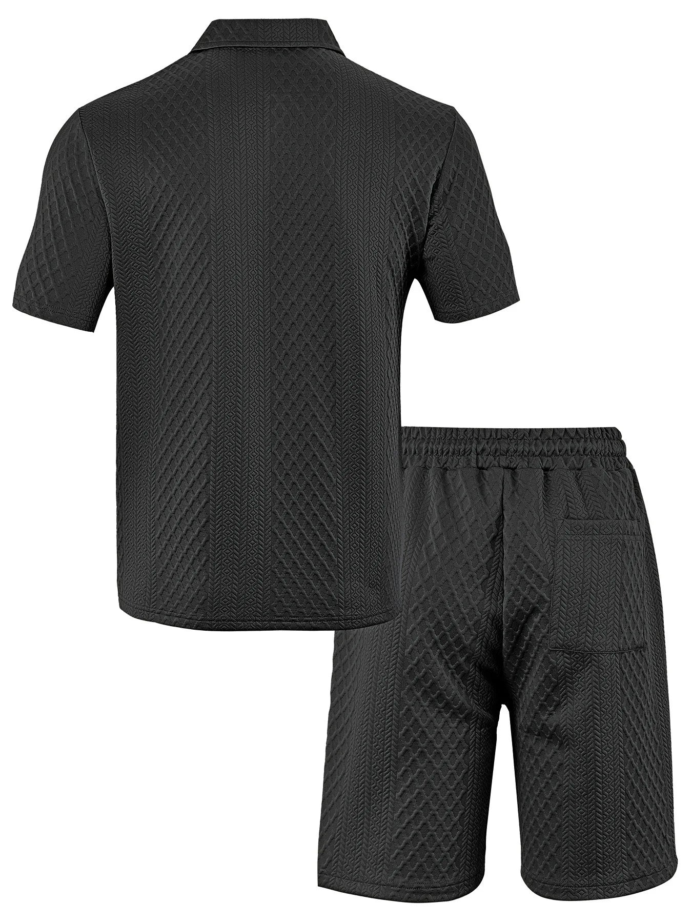 Thiago - Conjunto Polo Jacquard Hombre – Camisa Solapa y Pantalón Corto Verano