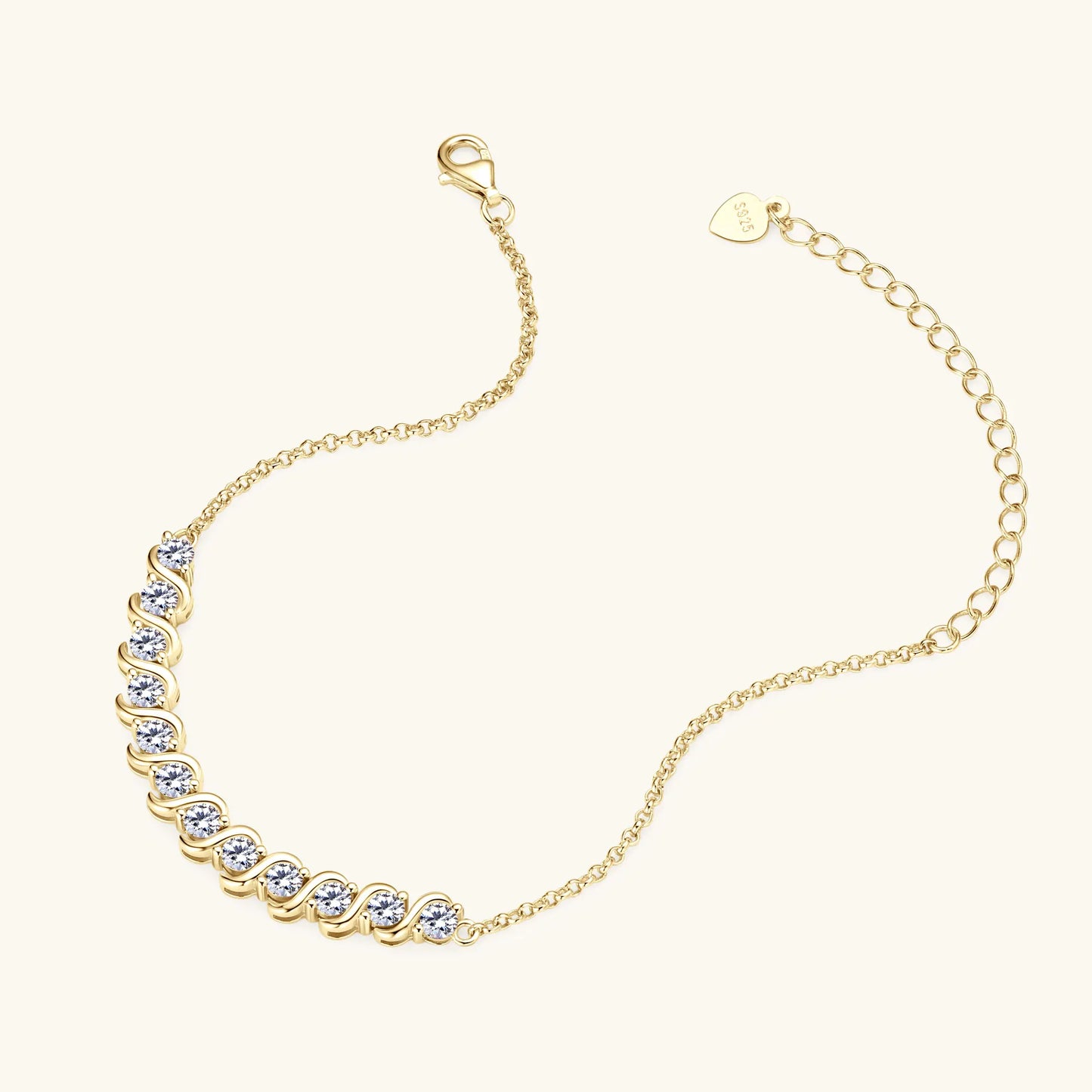 Aurora - Moissanit Armband 3MM 925er Silber Verstellbar