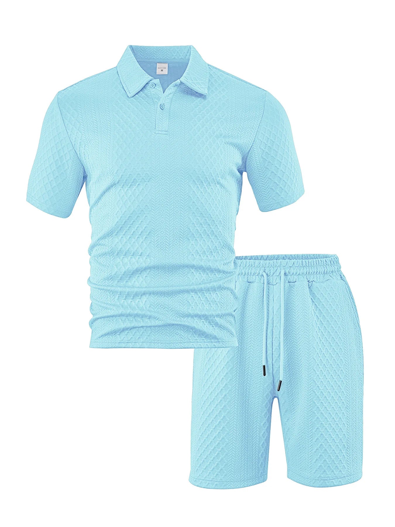 Thiago - Conjunto Polo Jacquard Hombre – Camisa Solapa y Pantalón Corto Verano