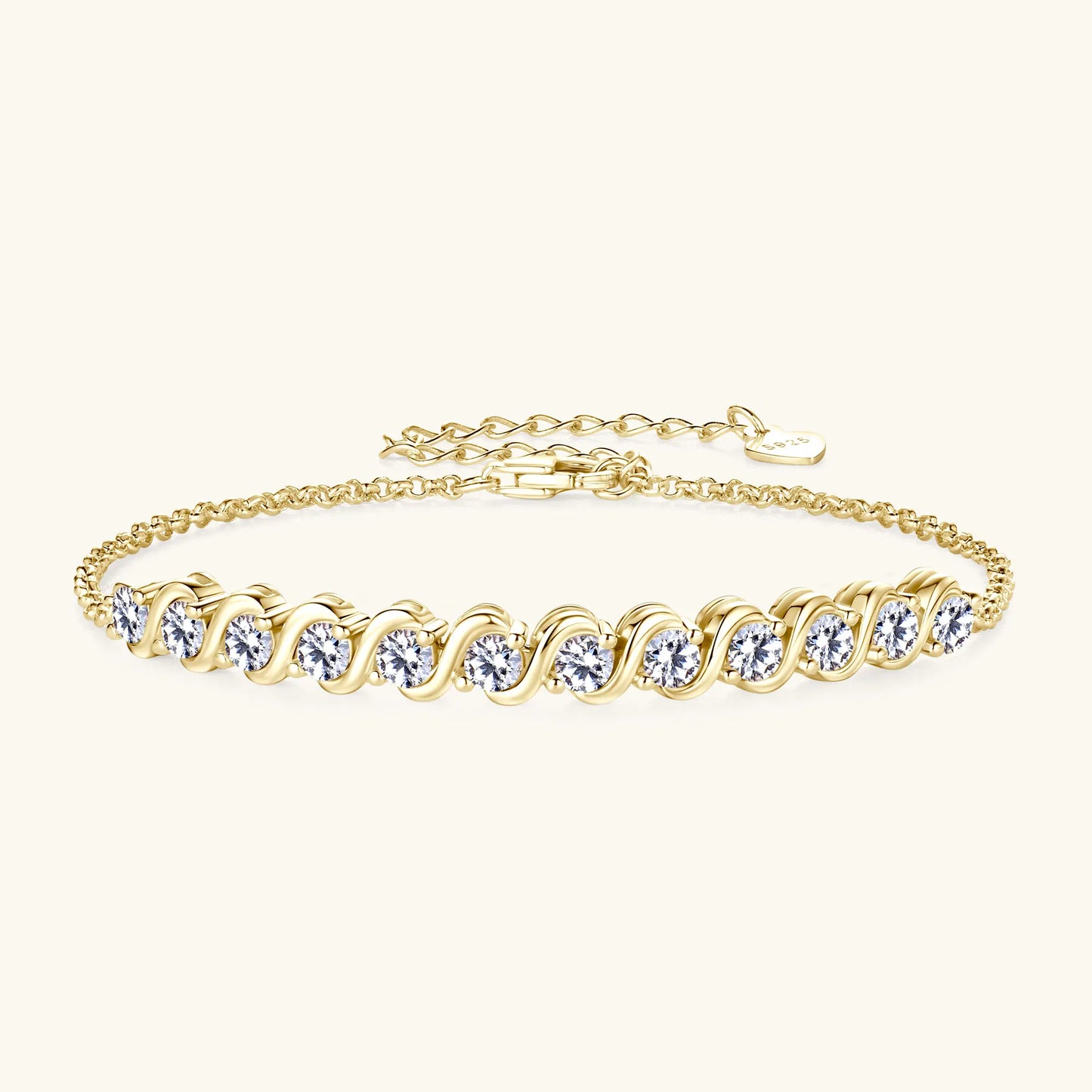 Aurora - Moissanit Armband 3MM 925er Silber Verstellbar