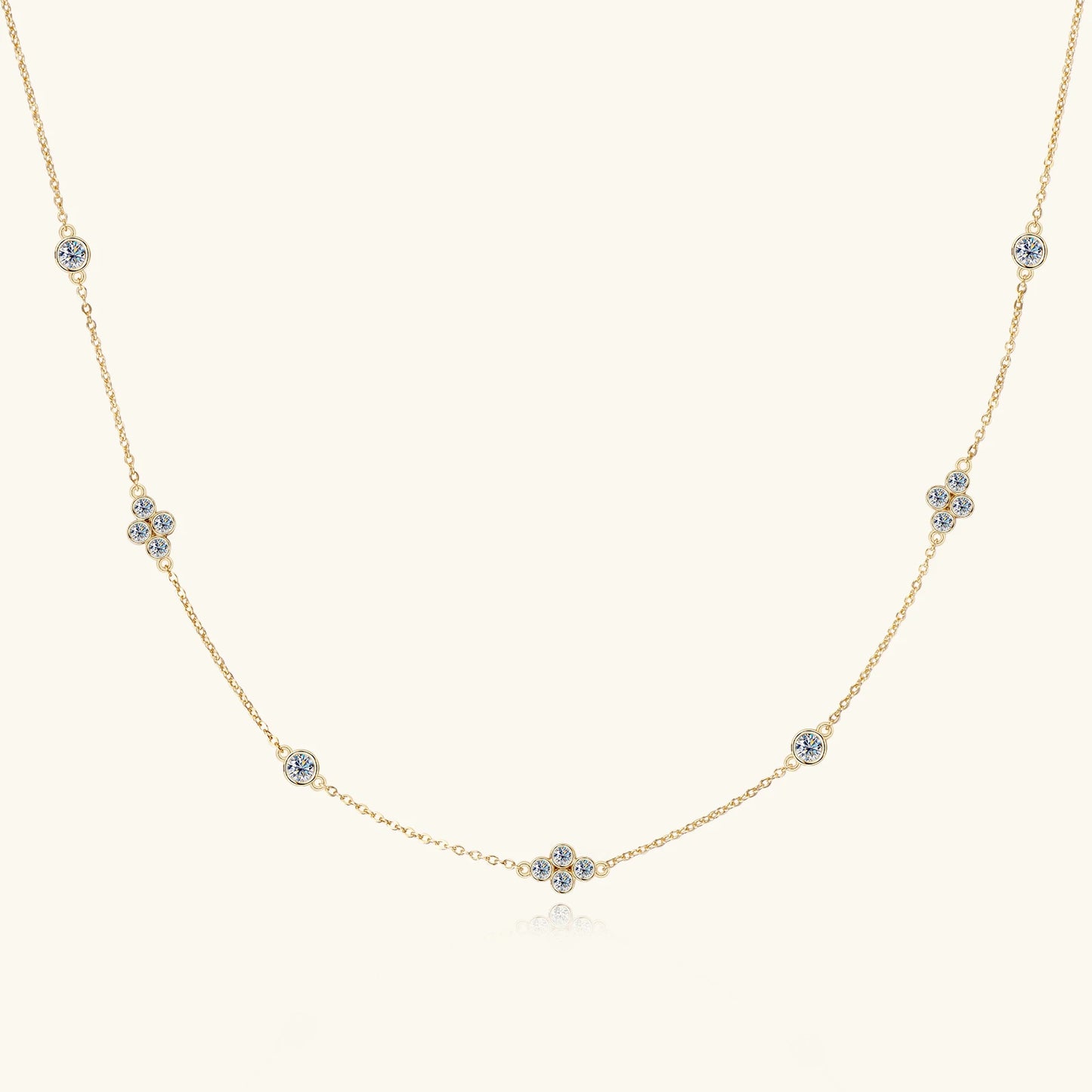 Clover – Kleeblatt-Moissanit-Halskette aus 925er Silber