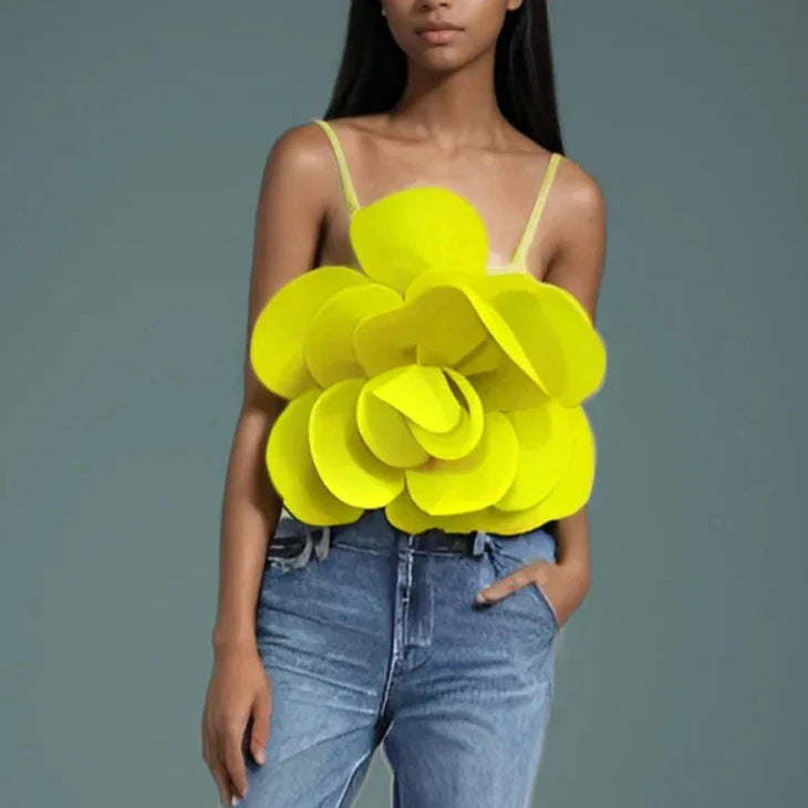 Rosa - Top con una gran flor