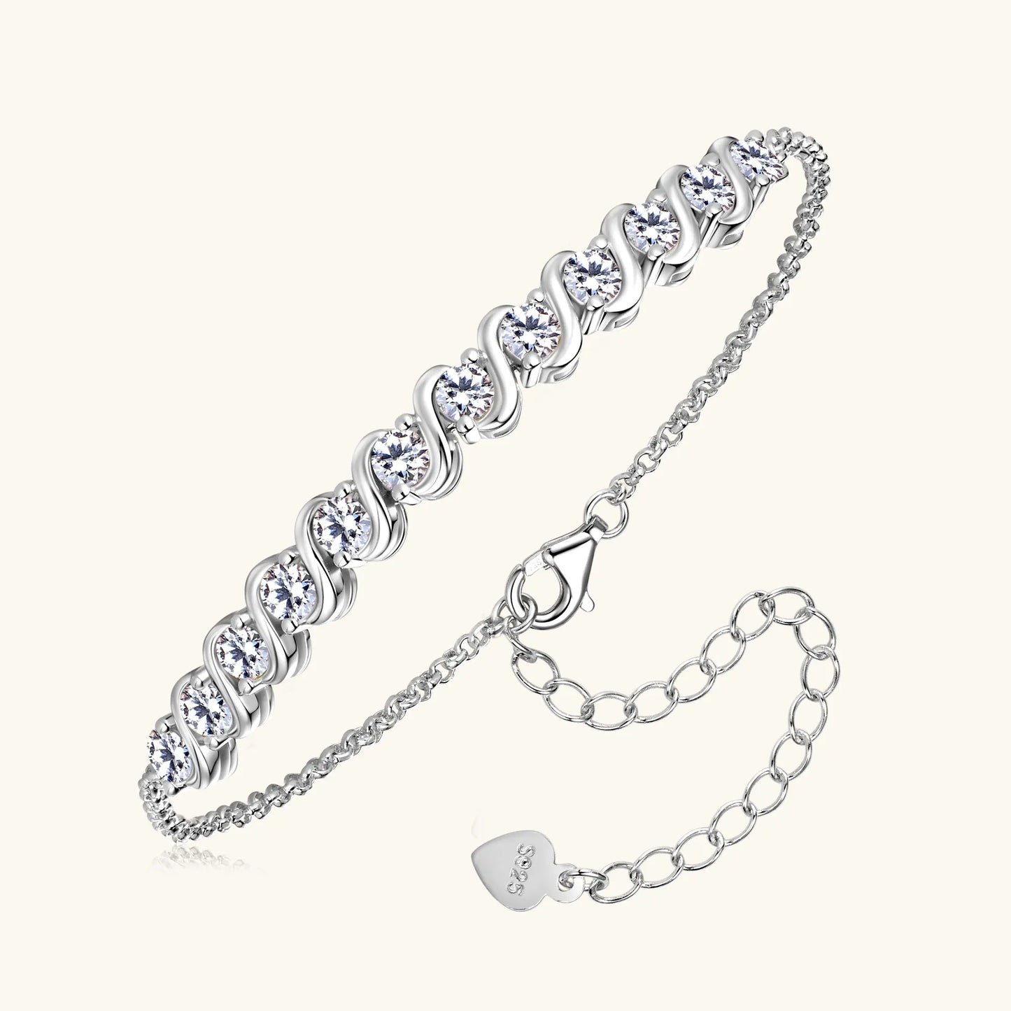 Aurora - Moissanit Armband 3MM 925er Silber Verstellbar
