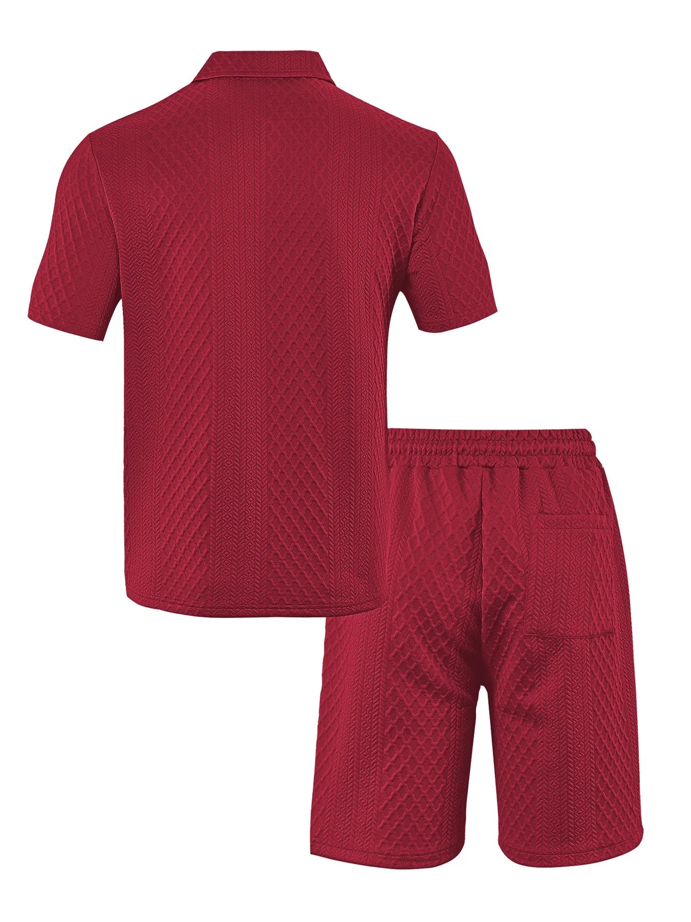 Thiago - Conjunto Polo Jacquard Hombre – Camisa Solapa y Pantalón Corto Verano