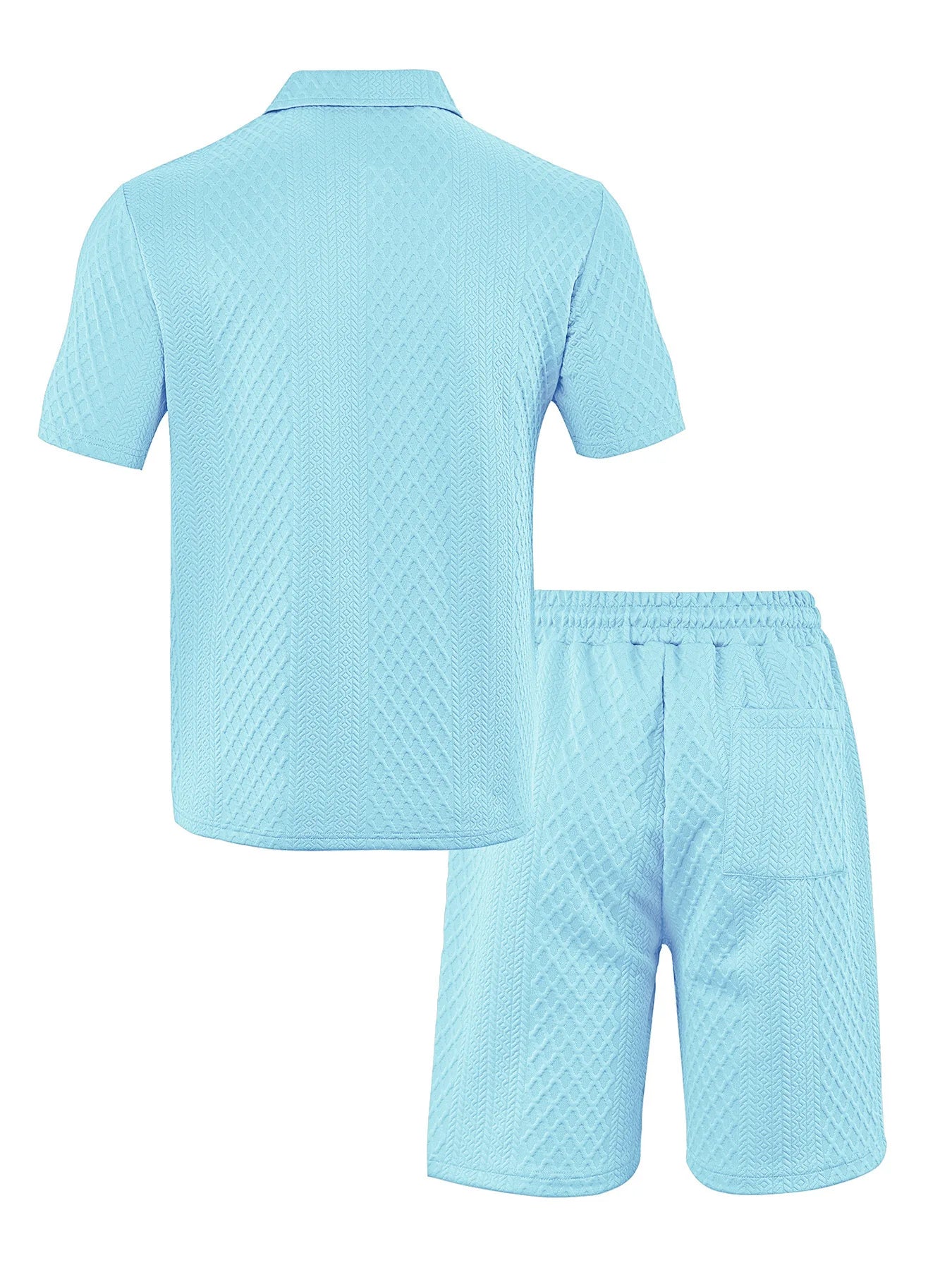 Thiago - Conjunto Polo Jacquard Hombre – Camisa Solapa y Pantalón Corto Verano