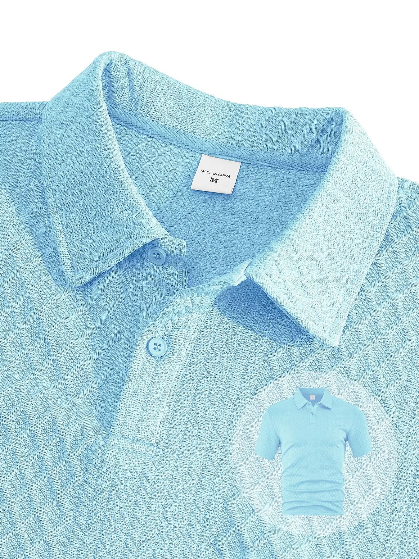 Thiago - Conjunto Polo Jacquard Hombre – Camisa Solapa y Pantalón Corto Verano