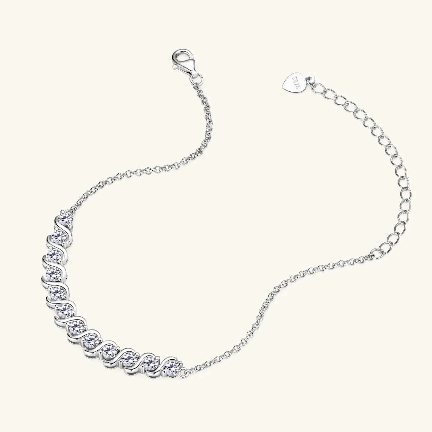 Aurora - Moissanit Armband 3MM 925er Silber Verstellbar