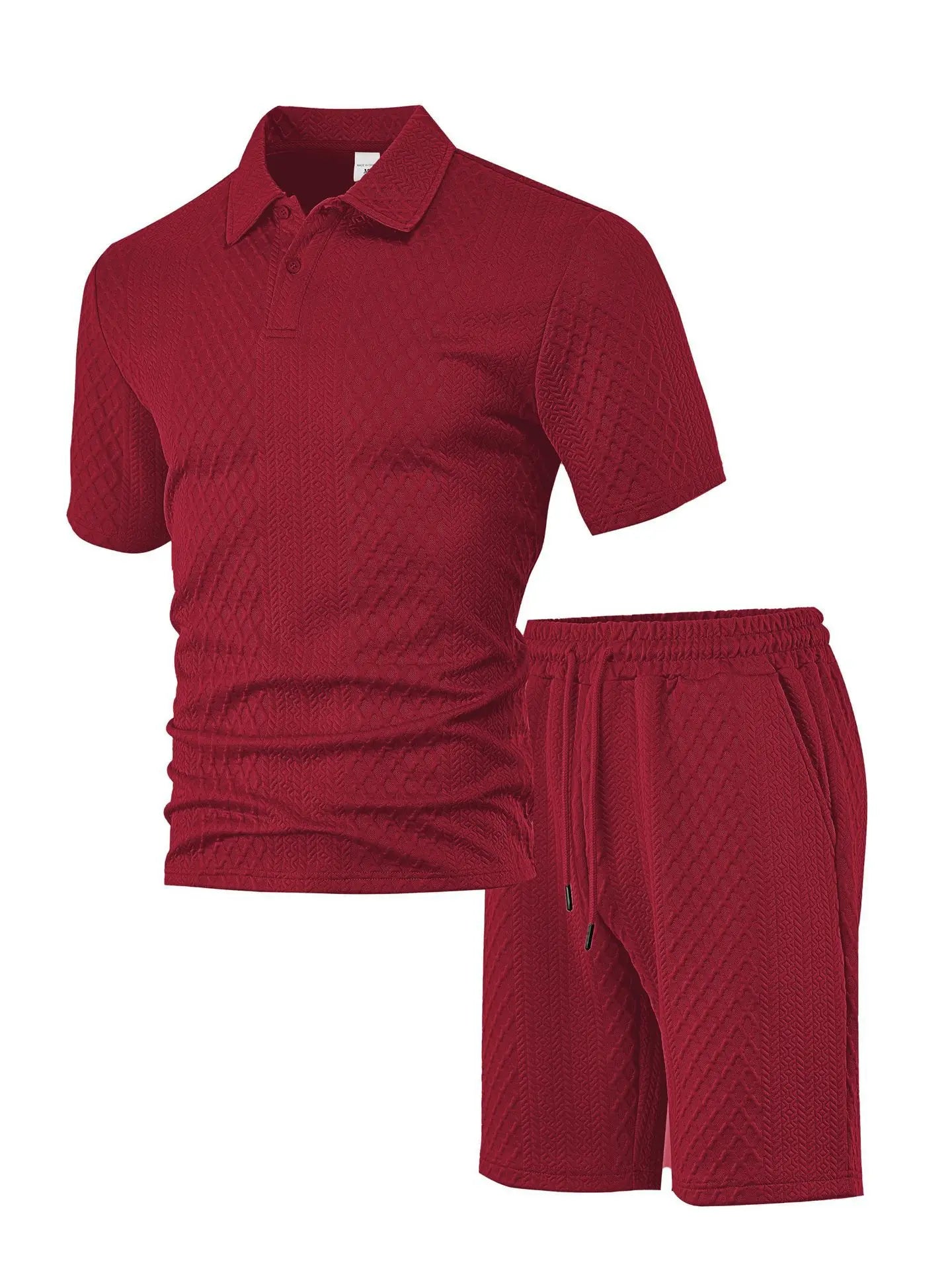 Thiago - Conjunto Polo Jacquard Hombre – Camisa Solapa y Pantalón Corto Verano