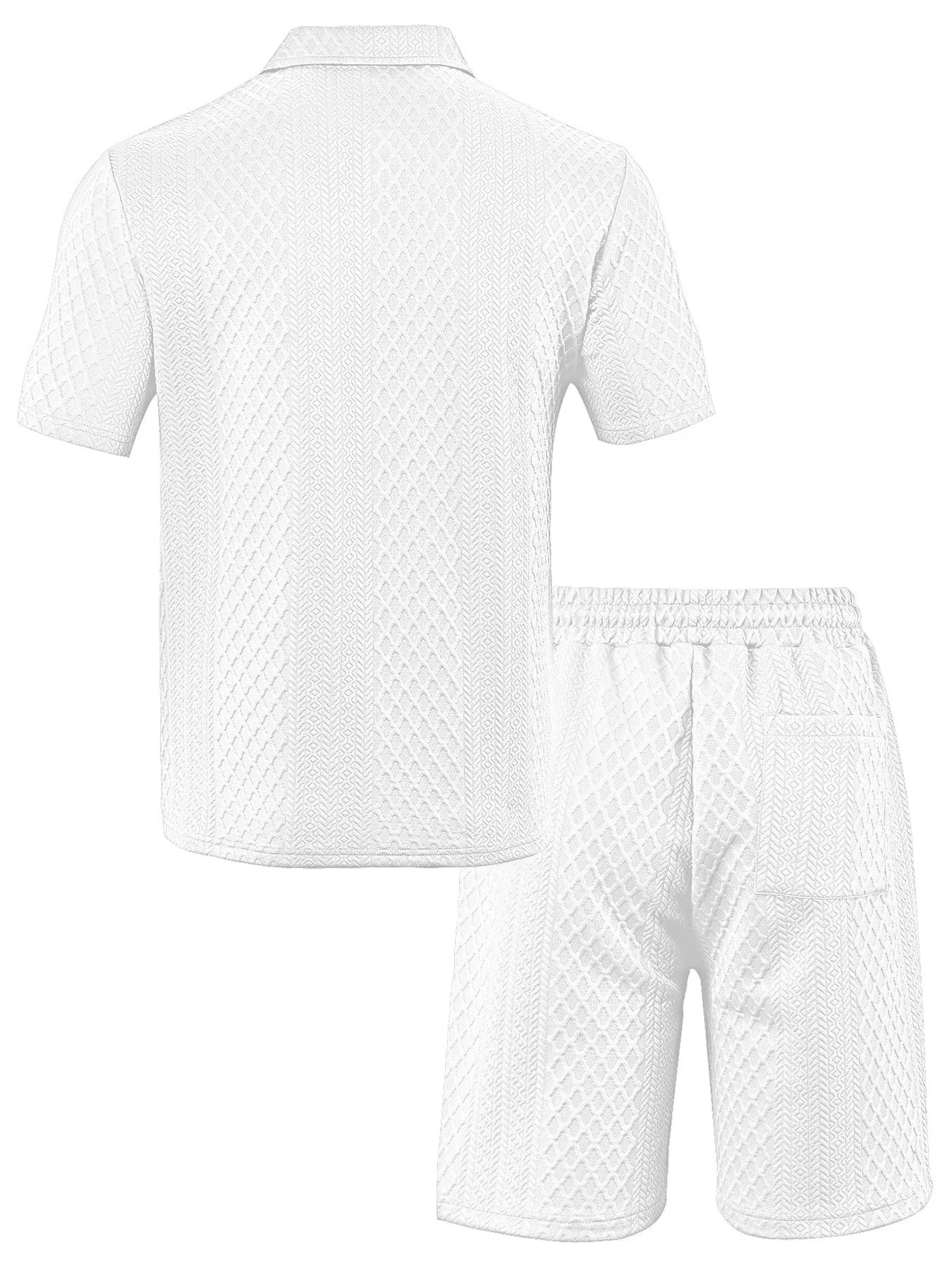 Thiago - Conjunto Polo Jacquard Hombre – Camisa Solapa y Pantalón Corto Verano
