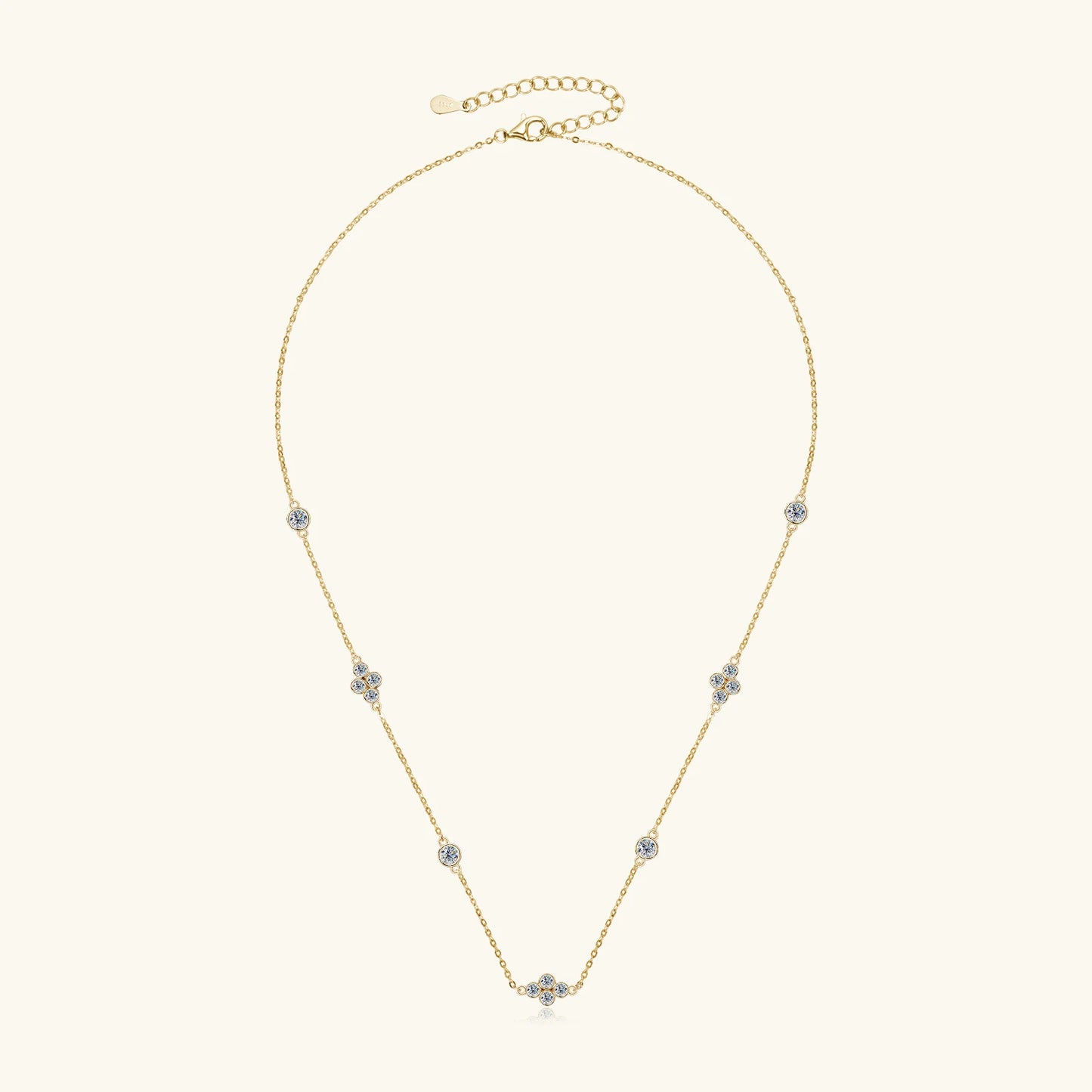 Clover – Kleeblatt-Moissanit-Halskette aus 925er Silber