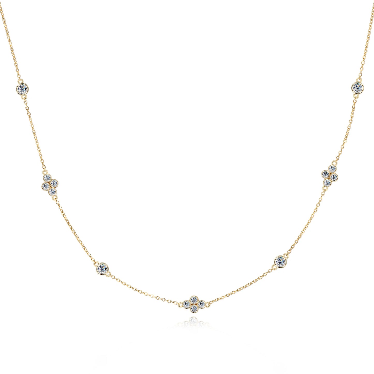 Clover – Kleeblatt-Moissanit-Halskette aus 925er Silber