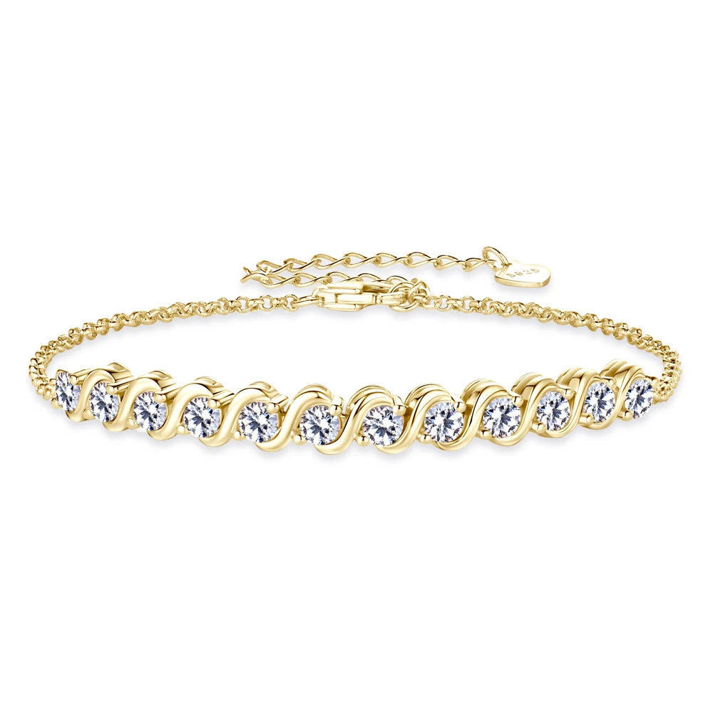 Aurora - Moissanit Armband 3MM 925er Silber Verstellbar