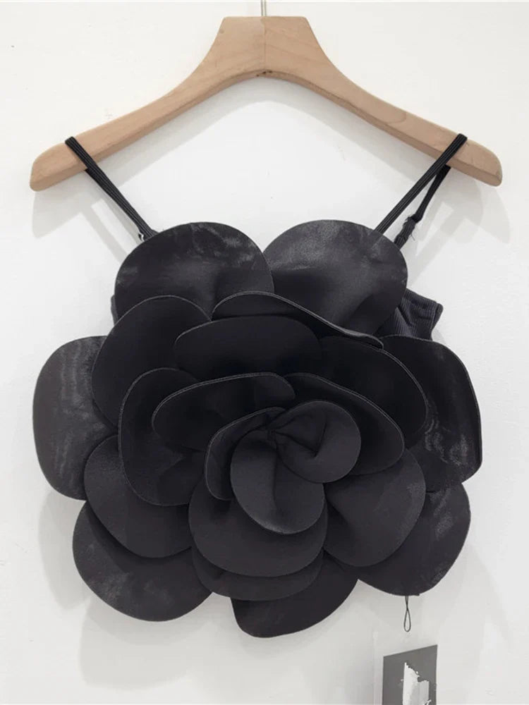 Rosa - Top con una gran flor