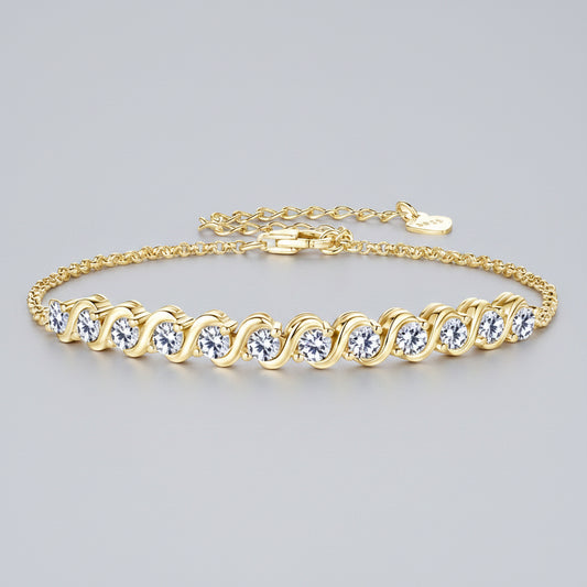 Aurora - Moissanit Armband 3MM 925er Silber Verstellbar