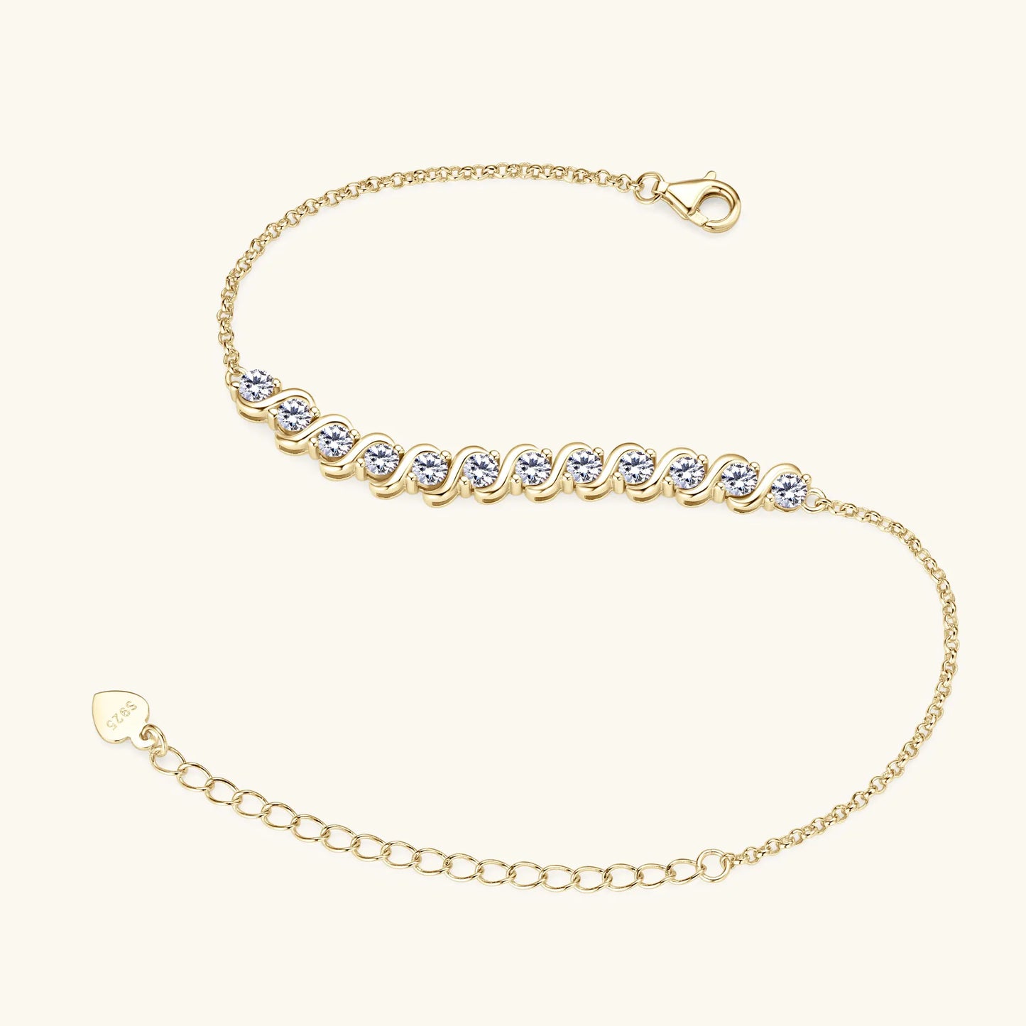 Aurora - Moissanit Armband 3MM 925er Silber Verstellbar